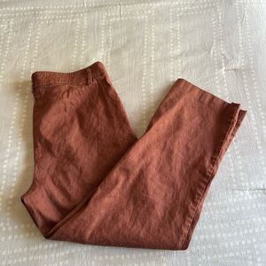 J. Jill Stretch Linen Rust Cropped Leg Pants - GUC - Sz 6